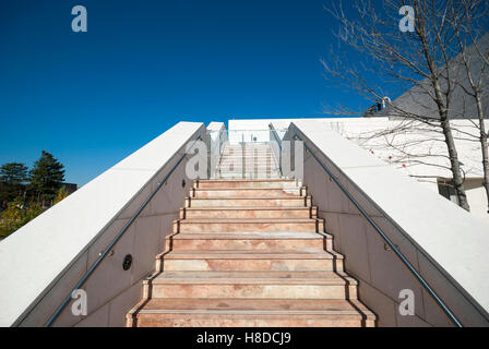 Stairs leading to the upper terrace of the Ismaili Centre, an Islamic meeting place and educational facility in Toronto Ontario Canada Stock Photo