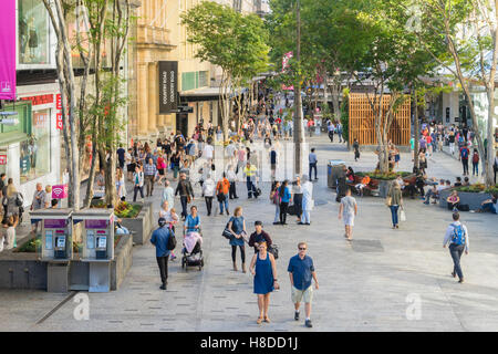 People in Queen Street Mall, Brisbane Stock Photo