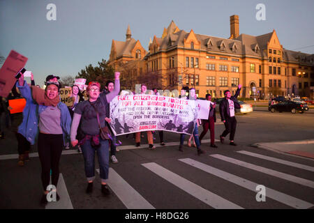 Detroit, Michigan, USA. 10th November, 2016. Students at Wayne State University protest the election of Donald Trump as U.S. President. Credit:  Jim West/Alamy Live News Stock Photo