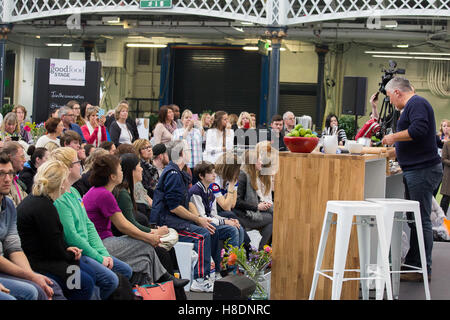 Paul Hollywood gives a cooking demo at the BBC Good Food Show at Olympia London. Stock Photo