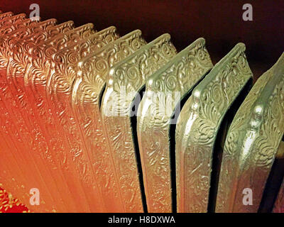 Vintage decorated radiator blades close up. Stock Photo