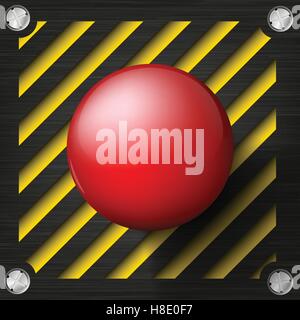 Red alarm shiny button on a tech beckground Stock Vector
