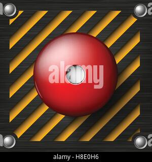 Red alarm shiny button on a tech beckground Stock Vector