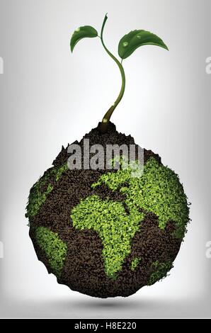 concept of green energy on the planet Stock Vector