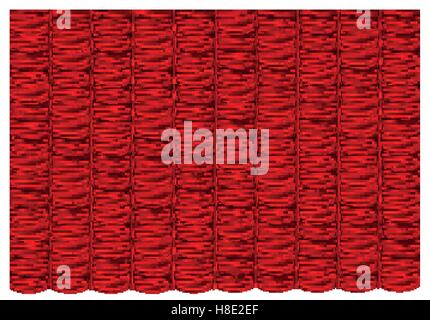 vector red silk curtain with shadows and pelmet Stock Vector