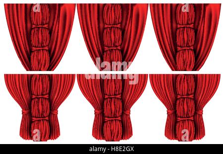 vector red silk curtain with shadows and pelmet Stock Vector