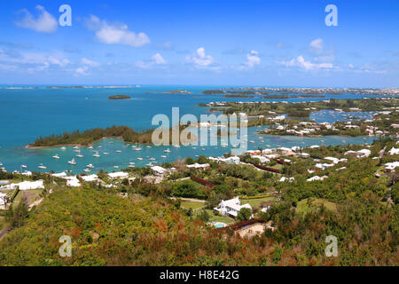 Bermuda tropical landscape view from above, St Anne's, Bermuda. Stock Photo