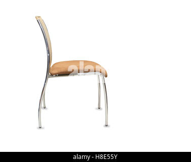 The office chair from beige leather. Isolated Stock Photo