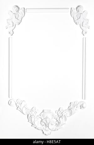 White Blank old frame of gypsum in the Renaissance style. Molding Stock Photo