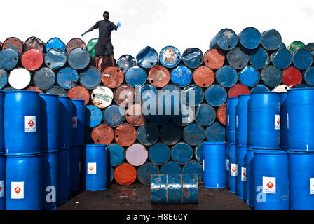 Barrels storage. They are intended for sale ( Madagascar) Stock Photo