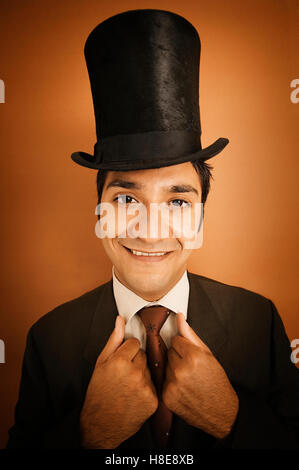 Funny man in top hat Stock Photo
