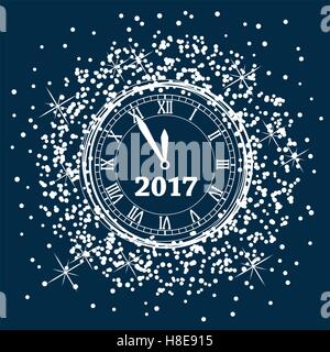 vector new year 2017 background design with a clock Stock Vector