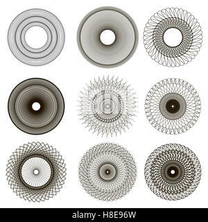 Set of Circle Geometric Ornaments. Stock Vector