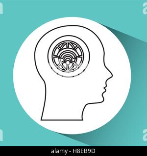 silhouette head globe wireless wifi icon vector illustration eps 10 Stock Vector