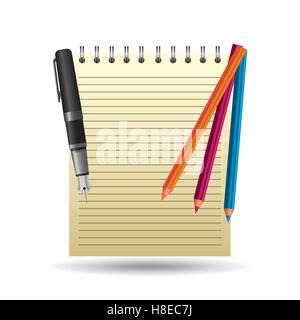 elements school notebook pen color icons vector illustration eps 10 Stock Vector