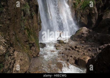 Waterfall in Arslanbob - Kyrgyzstan - pictures -  Travel people Central Asia Stock Photo