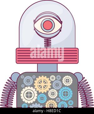 colorful robot cartoon icon over white background. vector illustration Stock Vector
