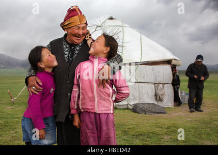 Kyrgyzstan - portrait of people -  Travel people Central Asia - Silk Road Stock Photo