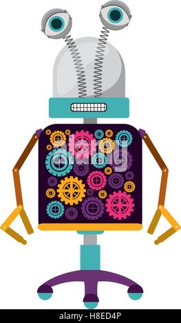 colorful robot cartoon icon over white background. vector illustration Stock Vector