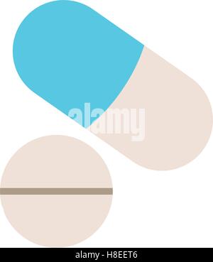 medicine capsule and pill icon over white background. vector illustration Stock Vector