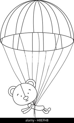 teddy bear character and parachute icon image vector illustration design Stock Vector