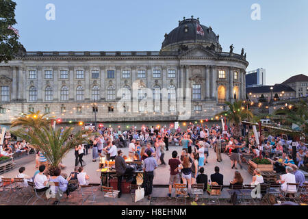 Urban beach Strandbar Mitte, Bode Museum, Museum Island, UNESCO World Heritage Site, Mitte, Berlin, Germany, Europe Stock Photo