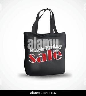 Eco textile bag with labeled Black Friday sale. Stock Vector