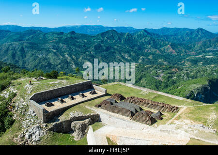 View over the beautiful mountains around the Citadelle Laferriere, UNESCO, Cap Haitien, Haiti, Caribbean, Central America Stock Photo