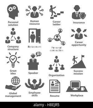 Business people management icons on white background Stock Vector