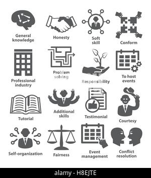 Business management icons on white. Pack 22. Stock Vector