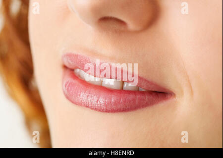 Close up of womans mouth Stock Photo