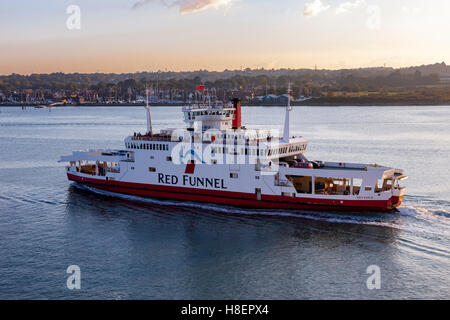 Red Funnel ferry on the way to the Isle of Wight for Southampton. Stock Photo