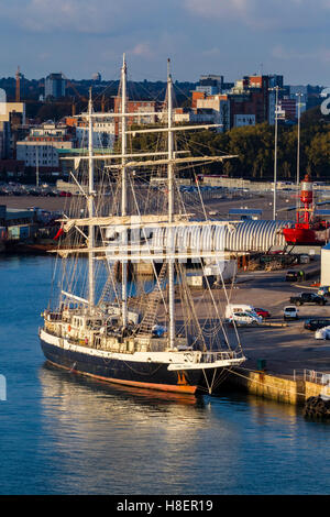 The Jubilee Sailing trust square rigged Lord Nelson moored in Southampton, U.K. Stock Photo