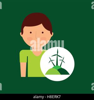 boy cartoon save earth icon eco energy vector illustration eps 10 Stock Vector