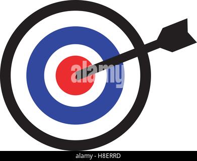 Illustrated icon of target with an arrow in the middle Stock Vector
