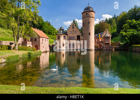 Mespelbrunn Castle, Elsava Valley, Spessart, Lower Franconia, Franconia, Bavaria, Germany Stock Photo