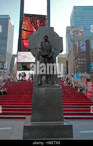 The Father Duffy Monument in Duffy Square, Times Square, Manhattan, New York City, United States. Stock Photo