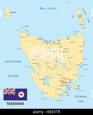 tasmania map with flag Stock Vector