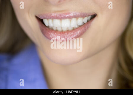 Dentist examining a patient's teeth in the dentist. Stock Photo