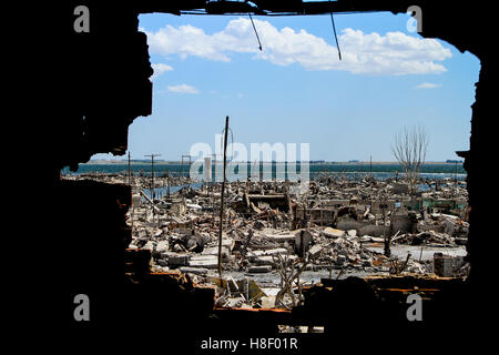 Ruins of the lost city of Epecuen in Argentina. Abandoned. Stock Photo