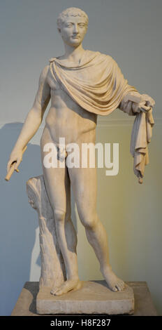 Male figure, restored as emperor Tiberius (42 BC-37 AD). 2nd century AD. National Archaeological Museum, Naples. Italy. Stock Photo
