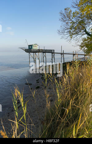 Carrelet fishing hut on the Gironde Estuary, near Bordeaux, France Stock Photo