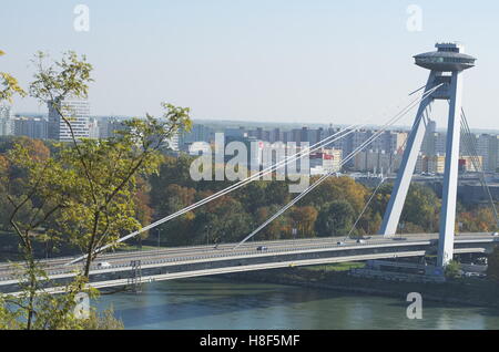 Bridge of the Slovak National Uprising in Bratislava Horizontal Stock Photo