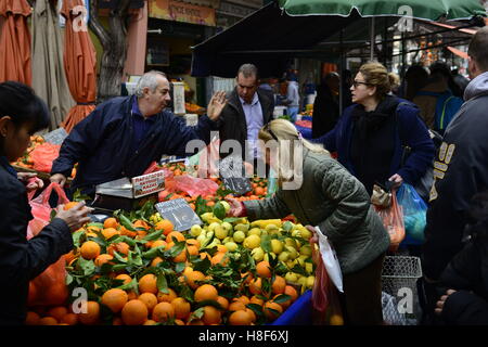 A busy colorful market in Athens, Greece. Stock Photo
