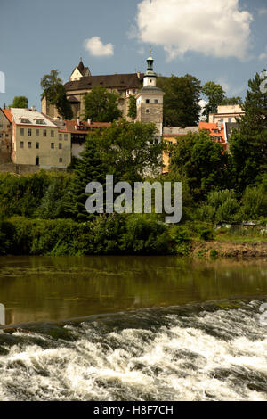 Historic centre of the town of Loket at the Ohře River, West Bohemia, Czech Republic, Europe Stock Photo
