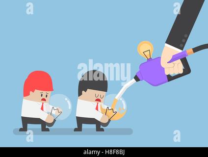 Businessman refill the idea fuel, idea concept Stock Vector