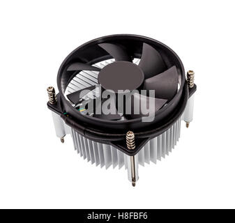 Close-up shot of computer CPU cooler isolated on a white background Stock Photo