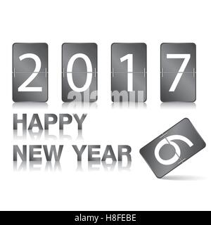 Happy New Year, digital, clock, vector, year, counter, new, isolated, illustration, icon, modern, white, display, number, alarm Stock Vector