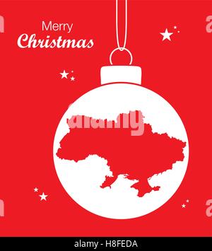 Merry Christmas Map Ukraine Stock Vector