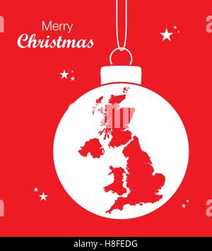 Merry Christmas Map United Kingdom Stock Vector